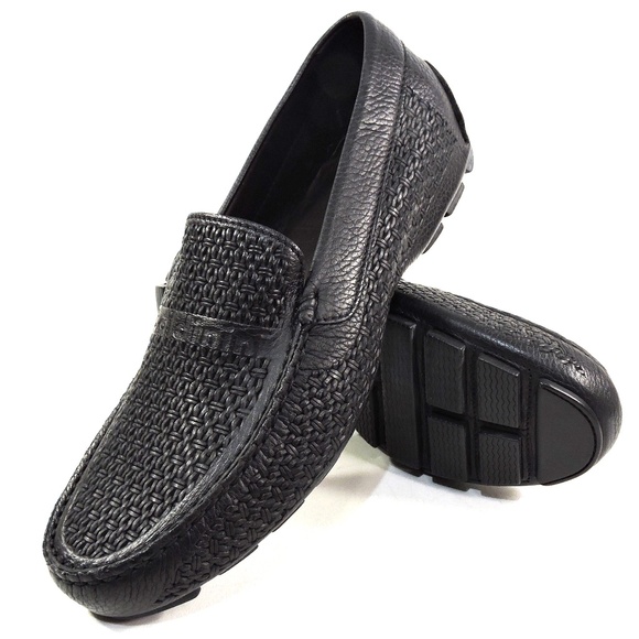 BALDININI 🇮🇹 MEN'S BLACK SOF LEATHER COMFORT SUMMER LOAFERS - Picture 1 of 7